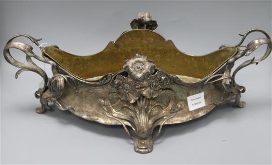 A WMF? white metal Art Nouveau design two handled bowl length 57cm